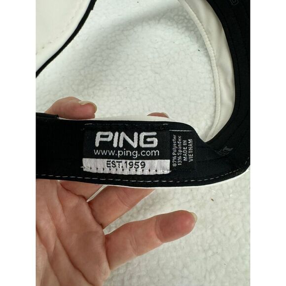 Ping Black White Terry Cloth Visor Cap Adjustable Vintage Golf Unisex - Picture 6 of 7